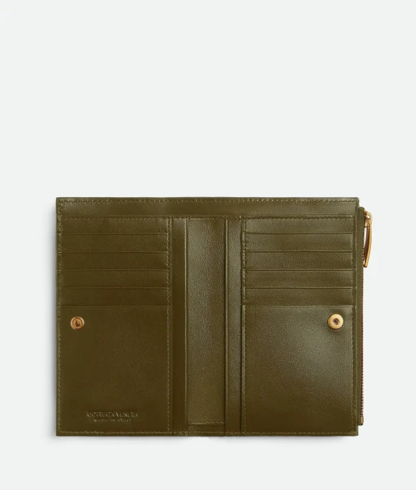 Bottega Veneta Medium Intrecciato Bi-Fold Zip Wallet>Women Long Wallets