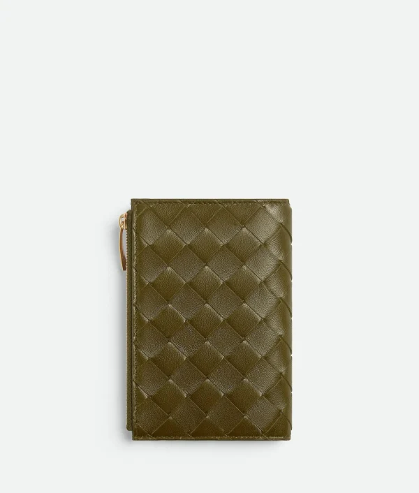 Bottega Veneta Medium Intrecciato Bi-Fold Zip Wallet>Women Long Wallets