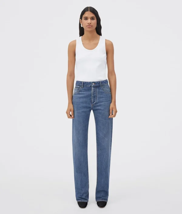 Bottega Veneta Medium Washed High Rise Straight Denim>Women Trousers And Shorts | Denim