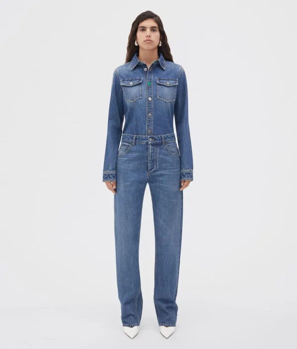 Bottega Veneta Medium Washed Mid Rise Straight Denim>Women Trousers And Shorts | Denim