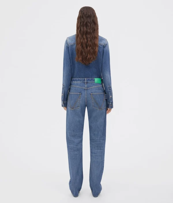 Bottega Veneta Medium Washed Mid Rise Straight Denim>Women Trousers And Shorts | Denim