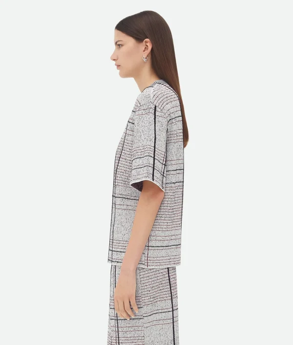 Bottega Veneta Notebook Cotton Viscose Jacquard T-Shirt>Women Knitwear