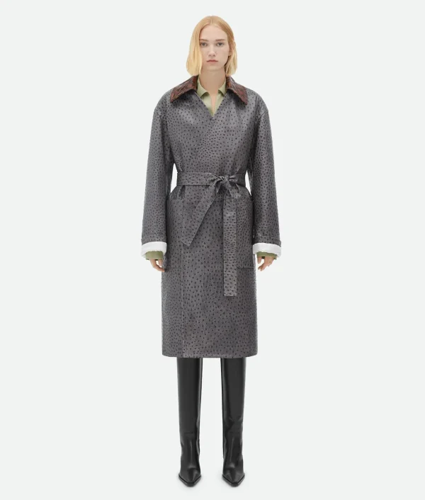 Bottega Veneta Ostrich-Effect Leather Belted Coat>Women Leather | Coats