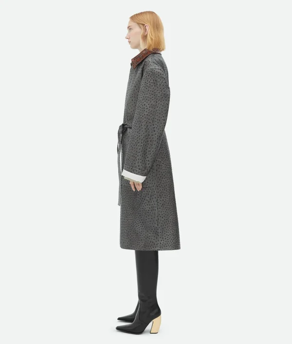Bottega Veneta Ostrich-Effect Leather Belted Coat>Women Leather | Coats