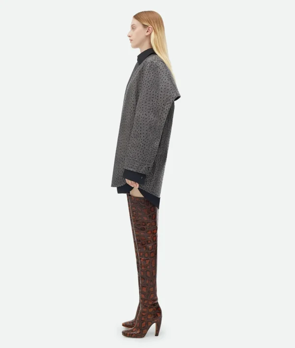 Bottega Veneta Ostrich-Effect Leather Double Shirt Dress>Women Leather | Dresses