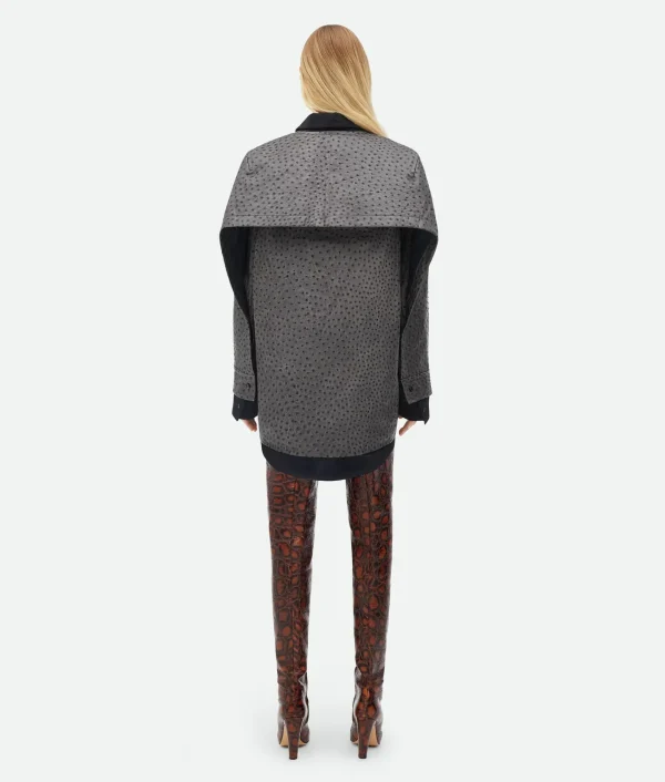 Bottega Veneta Ostrich-Effect Leather Double Shirt Dress>Women Leather | Dresses