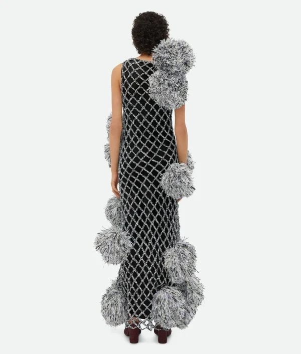 Bottega Veneta Paper Mesh Crochet Dress With Pompom>Women Dresses