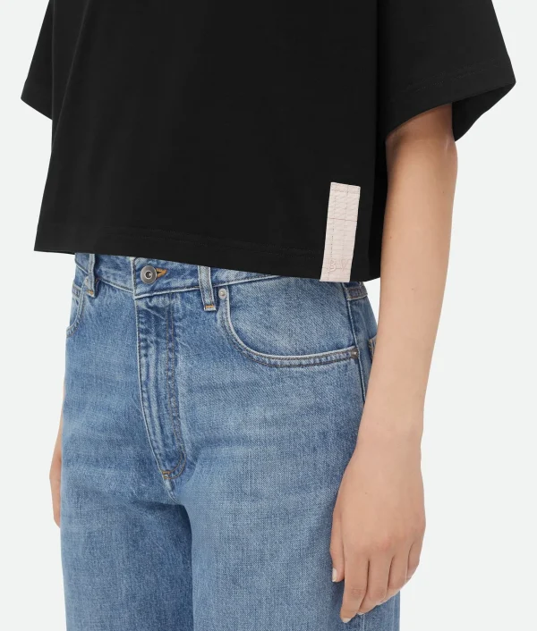 Bottega Veneta Pima Cotton Jersey Crop T-Shirt>Women Tops And T-Shirts