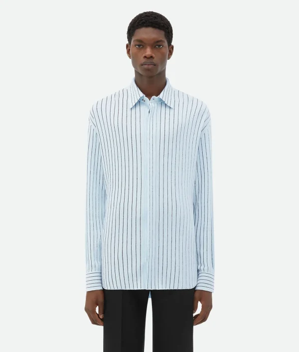 Bottega Veneta Pinstripe Knitted Linen Shirt> Shirts