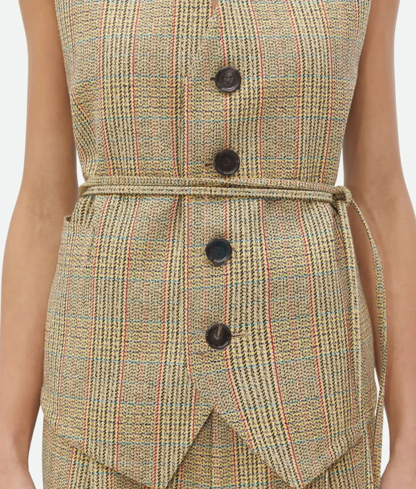 Bottega Veneta Prince Of Wales Wool Gilet>Women Jackets