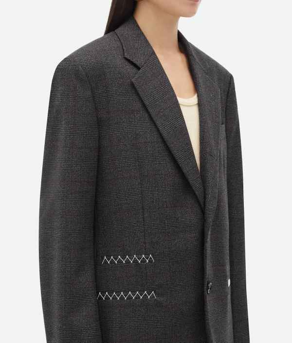 Bottega Veneta Prince Of Wales Wool Jacket With Label>Women Jackets