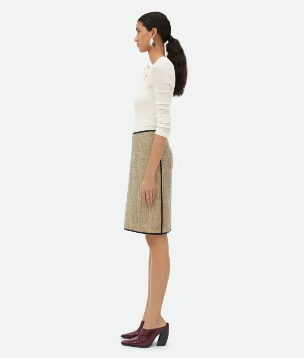 Bottega Veneta Prince Of Wales Wool Skirt>Women Skirts