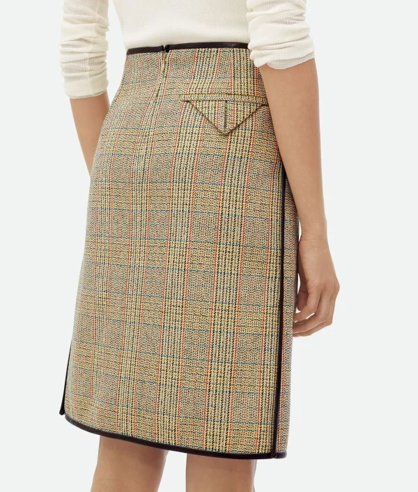 Bottega Veneta Prince Of Wales Wool Skirt>Women Skirts