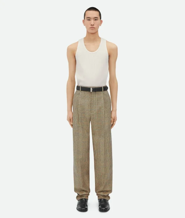 Bottega Veneta Prince Of Wales Wool Trousers> Trousers And Shorts
