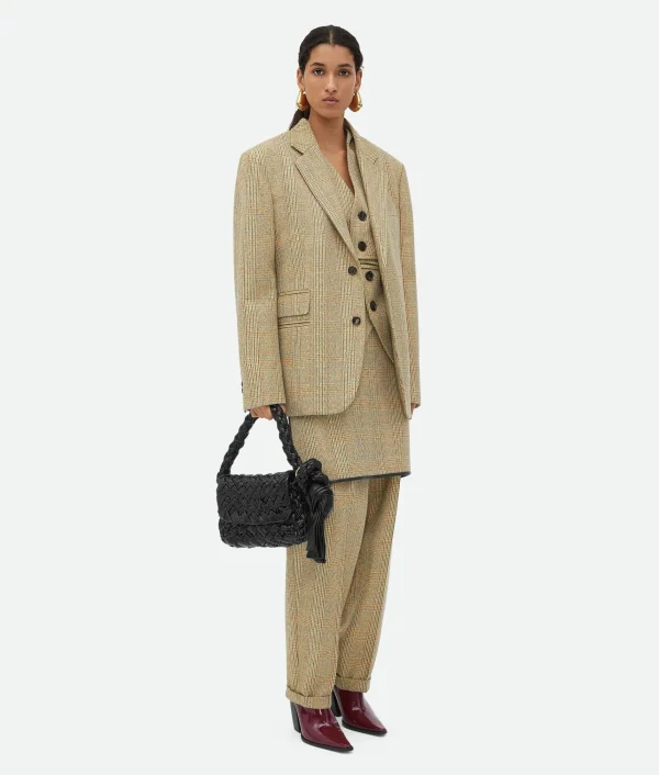 Bottega Veneta Prince Of Wales Wool Trousers>Women Trousers And Shorts