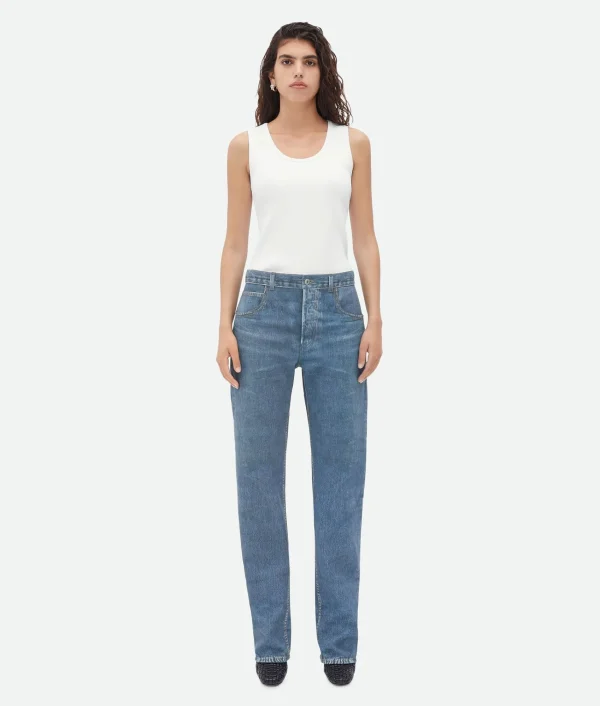Bottega Veneta Printed Leather Boyfriend Denim>Women Trousers And Shorts | Leather