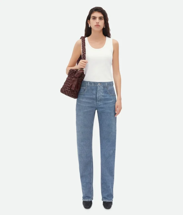 Bottega Veneta Printed Leather Boyfriend Denim>Women Trousers And Shorts | Leather