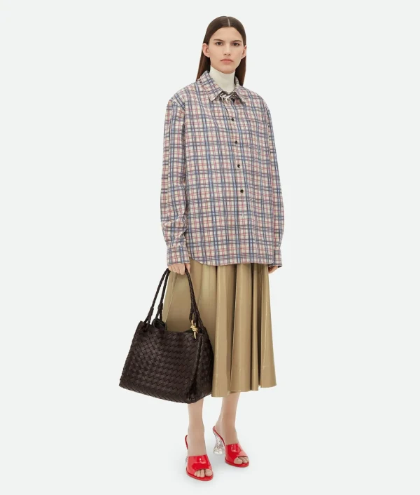 Bottega Veneta Printed Leather Checked Shirt>Women Shirts | Leather