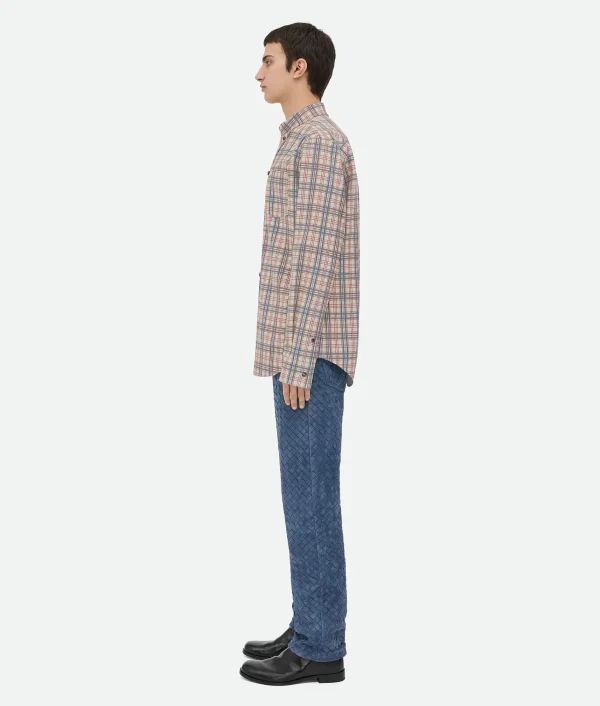Bottega Veneta Printed Leather Checked Shirt> Shirts | Leather