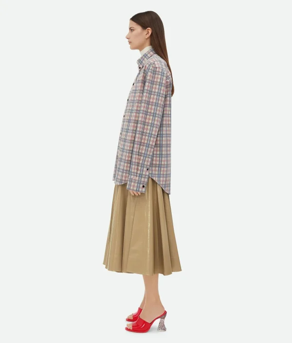 Bottega Veneta Printed Leather Checked Shirt>Women Shirts | Leather