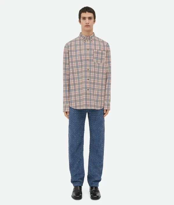 Bottega Veneta Printed Leather Checked Shirt> Shirts | Leather