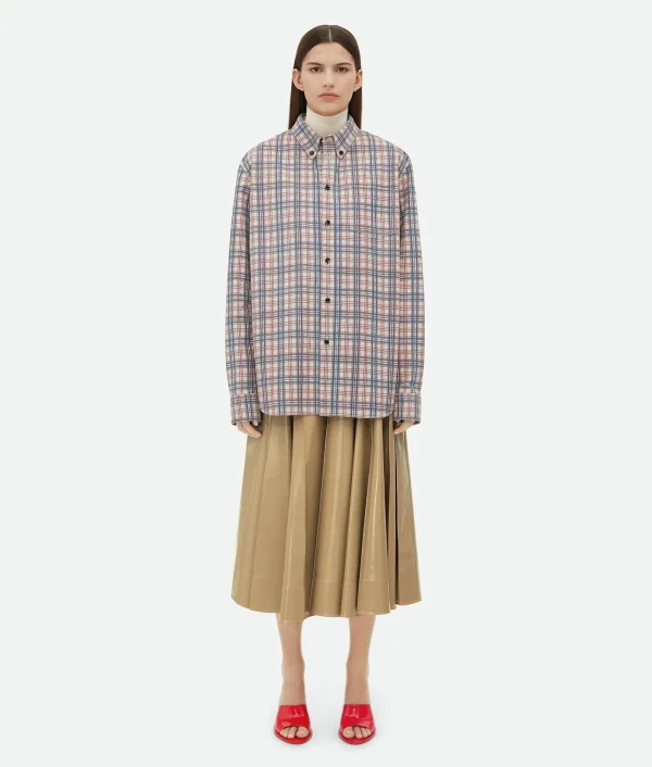 Bottega Veneta Printed Leather Checked Shirt>Women Shirts | Leather
