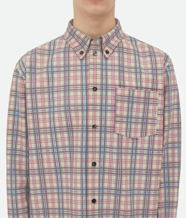 Bottega Veneta Printed Leather Checked Shirt> Shirts | Leather