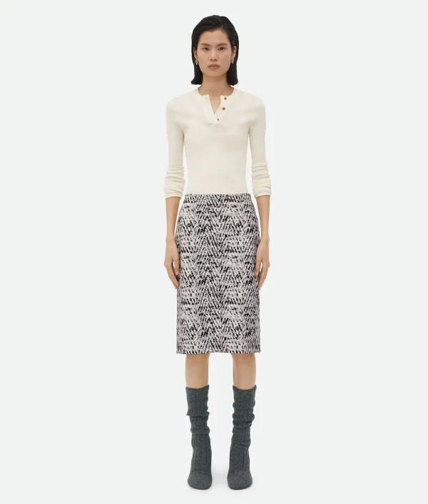 Bottega Veneta Printed Leather Chevron Skirt>Women Leather | Skirts