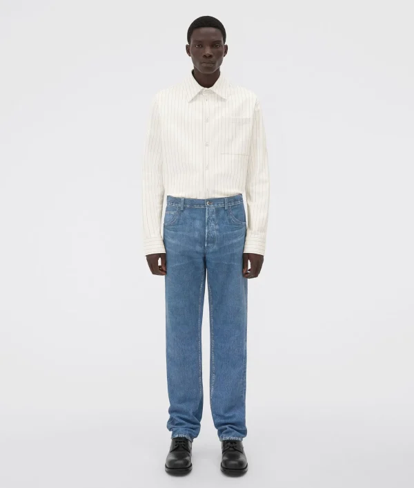 Bottega Veneta Printed Leather Denim> Trousers And Shorts | Leather
