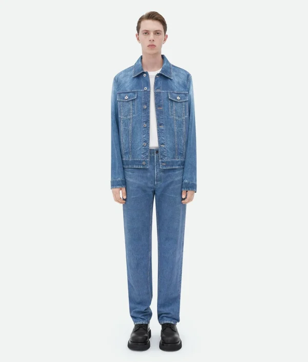 Bottega Veneta Printed Leather Denim Jacket> Jackets