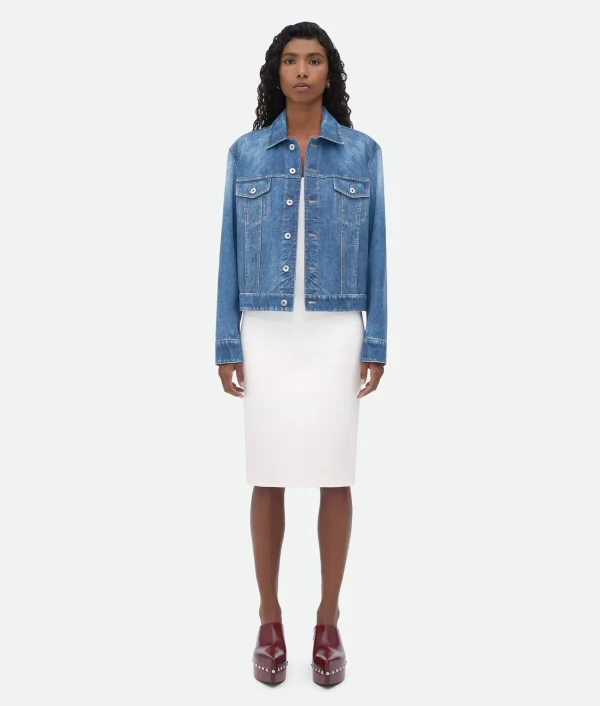 Bottega Veneta Printed Leather Denim Jacket>Women Leather | Jackets