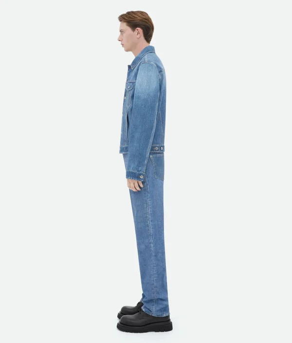 Bottega Veneta Printed Leather Denim Jacket> Jackets