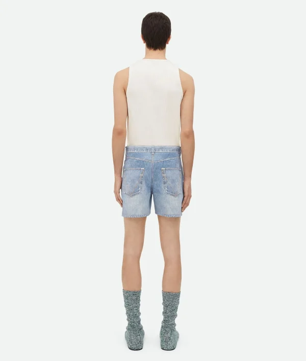 Bottega Veneta Printed Leather Denim Shorts> Denim | Trousers And Shorts
