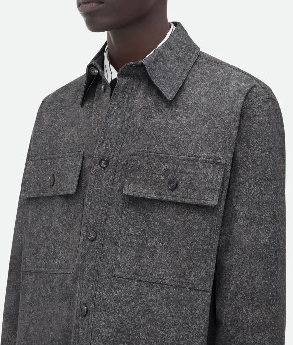 Bottega Veneta Printed Leather Flannel Shirt> Leather