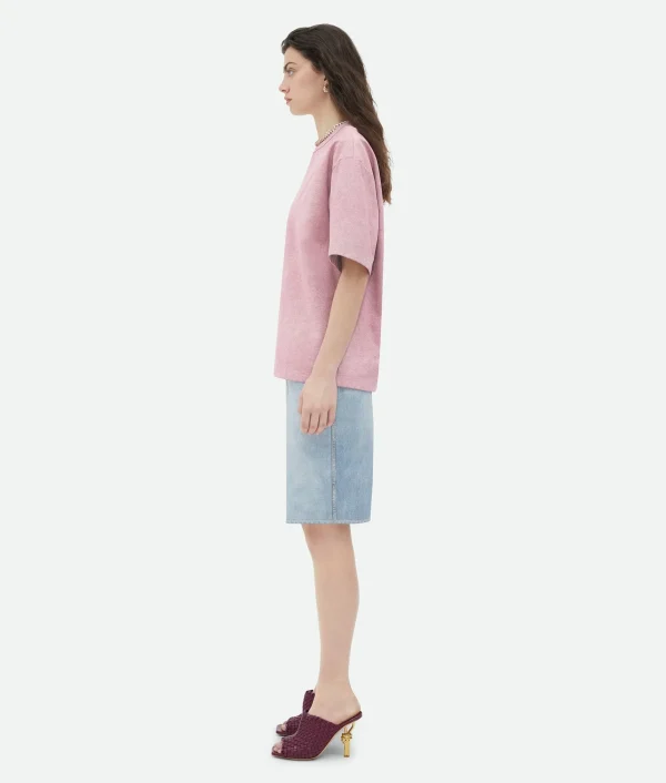 Bottega Veneta Printed Leather Relaxed Jersey T-Shirt>Women Tops And T-Shirts | Leather