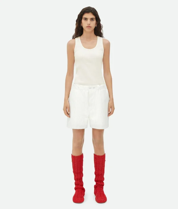 Bottega Veneta Printed Leather Striped Shorts>Women Leather | Trousers And Shorts