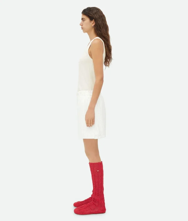 Bottega Veneta Printed Leather Striped Shorts>Women Leather | Trousers And Shorts
