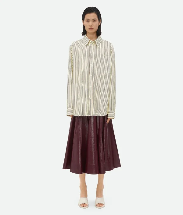 Bottega Veneta Printed Leather Striped Shirt>Women Shirts | Leather