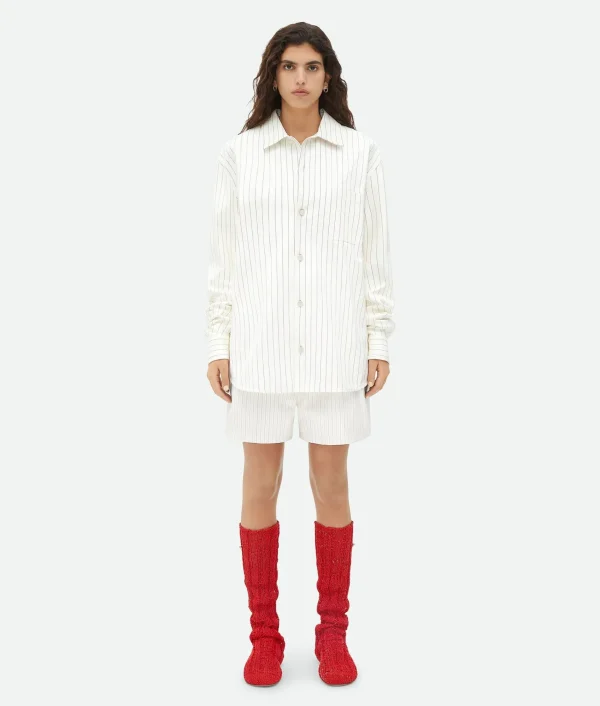 Bottega Veneta Printed Leather Striped Shorts>Women Leather | Trousers And Shorts