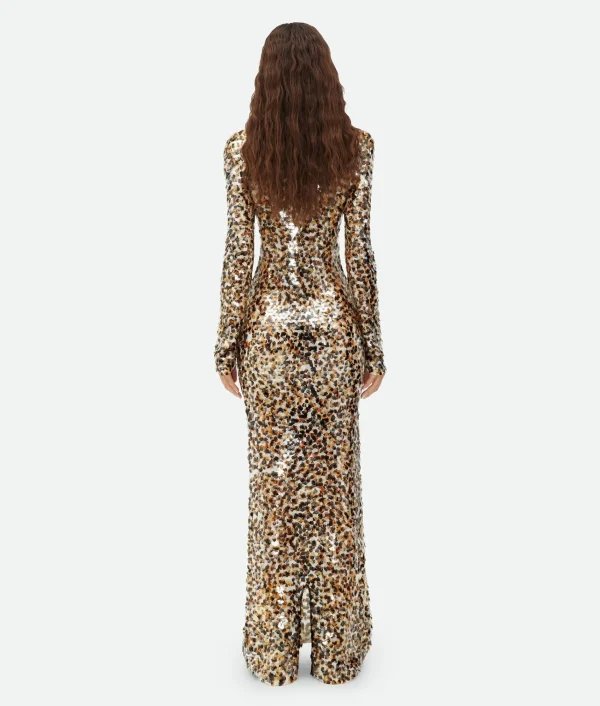 Bottega Veneta Printed Sequins Cotton Dress>Women Dresses