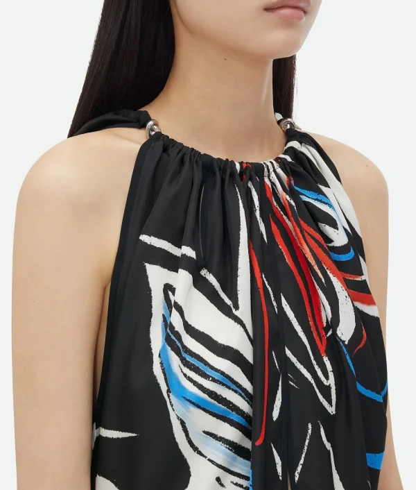 Bottega Veneta Printed Viscose Dress With Knot Detail At Neck>Women Dresses