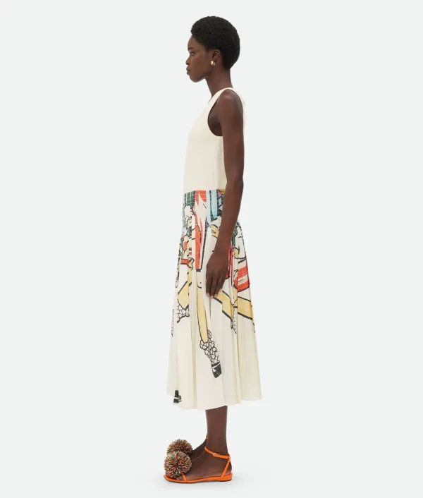 Bottega Veneta Printed Viscose Plisse Midi Skirt>Women Skirts