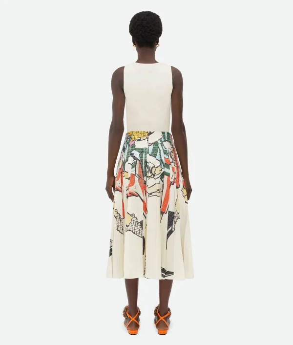 Bottega Veneta Printed Viscose Plisse Midi Skirt>Women Skirts