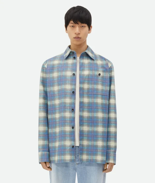 Bottega Veneta Relaxed Fit Flannel-Printed Leather Shirt> Shirts | Leather