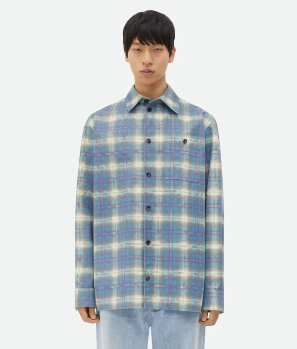 Bottega Veneta Relaxed Fit Flannel-Printed Leather Shirt> Shirts | Leather