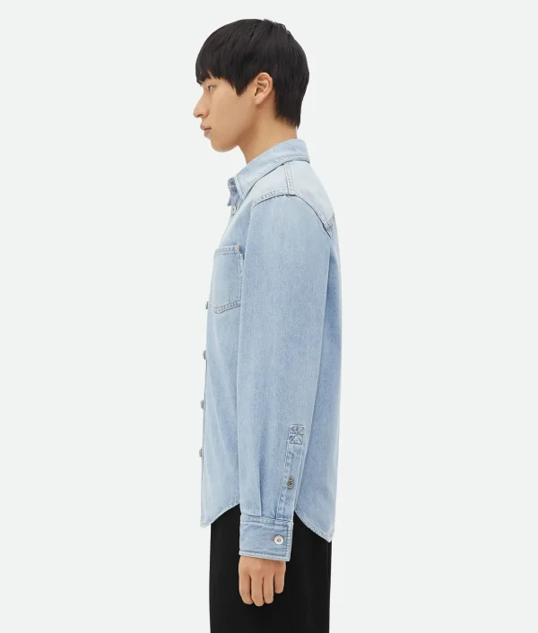 Bottega Veneta Relaxed Fit Light-Bleached Denim Shirt> Shirts | Denim