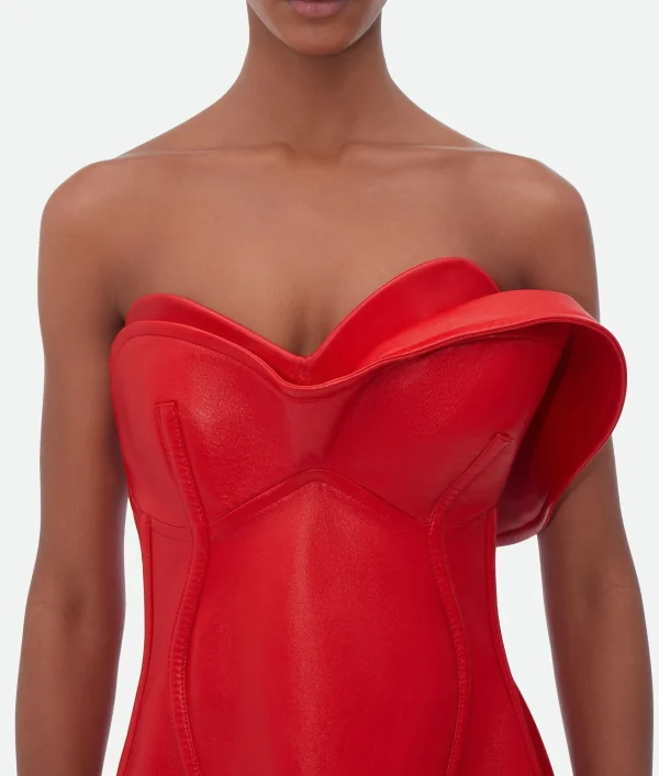 Bottega Veneta Shiny Leather Bustier Dress>Women Leather | Dresses