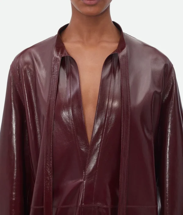 Bottega Veneta Shiny Leather Dress With Knot Detail>Women Leather | Dresses