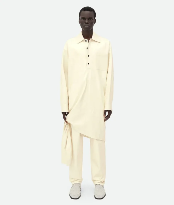 Bottega Veneta Shiny Leather Long Shirt With Knot Detail> Leather | Shirts