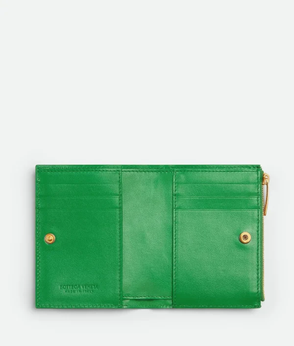 Bottega Veneta Small Intrecciato Bi-Fold Zip Wallet>Women Small Wallets